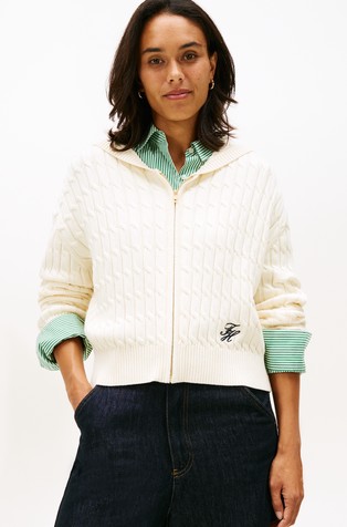 Cable Knit Zip-Thru Hoody