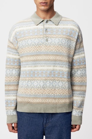 Pleten pulover od mješavine vune s polo ovratnikom