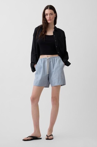 Linen-Blend Easy Shorts