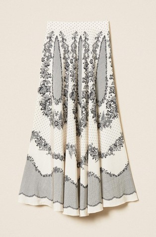 Patterned viscose long skirt