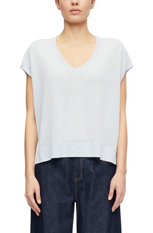 Loose fit fine knit T-shirt in a linen blend