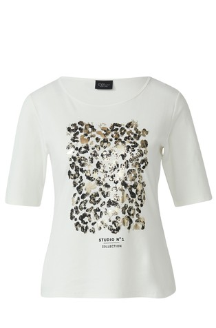 Cotton T-shirt with leopard print