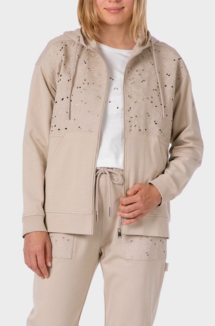 Pulover s kapuljačom i izvezenim umetcima