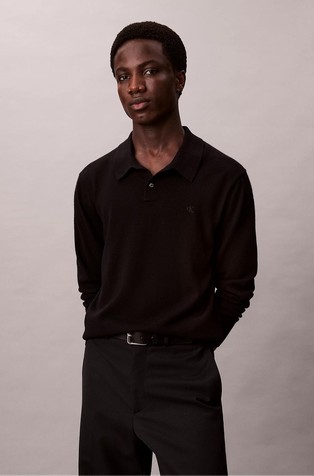 Pleten vuneni pulover s polo ovratnikom