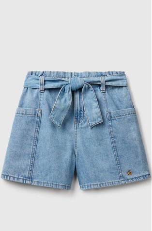 Denim kratke hlače s trakom za vezanje