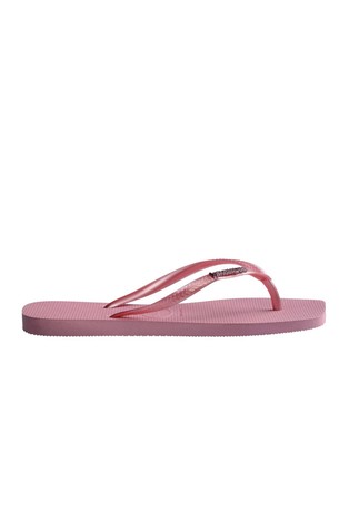 Slim Square Logo Metallic Flip Flops