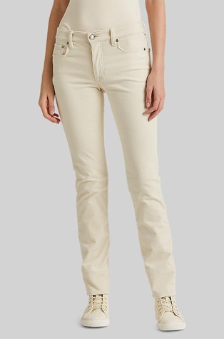 Ravne baršunaste hlače s dodatkom elastana