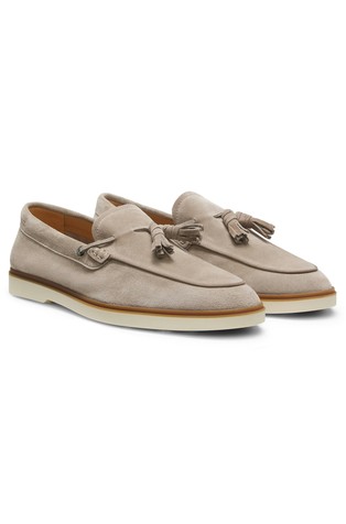 Suede loafers with tassel trim