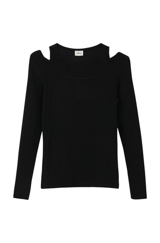 Rebrasta majica dugih rukava s izrezima