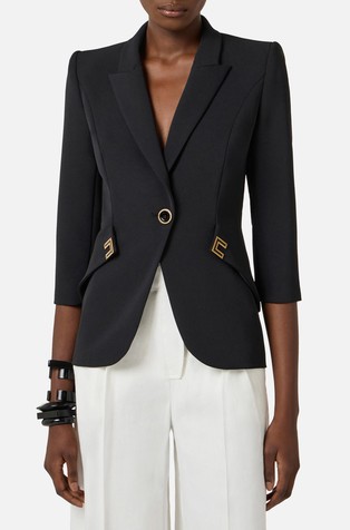 Sako od krep tkanine s 3/4 rukavima i logo detaljima