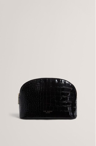 Manja lakirana kozmetička torbica s uzorkom krokodilske kože