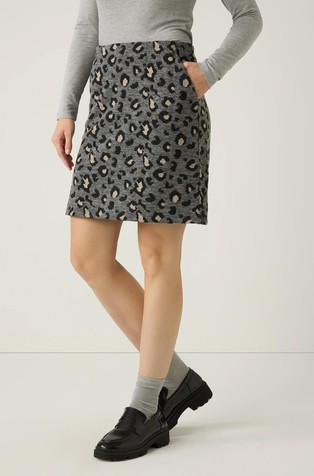 Jersey skirt with leopard print