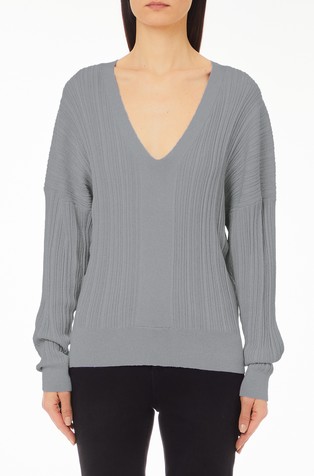 Pleten pulover od mješavine viskoze s V-izrezom