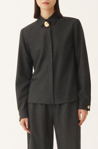 Flanelska košulja od djevičanske vune s ukrasnim elementom