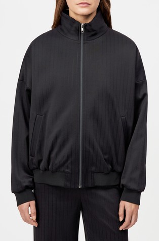 Track jacket in viscose blend with stand collar