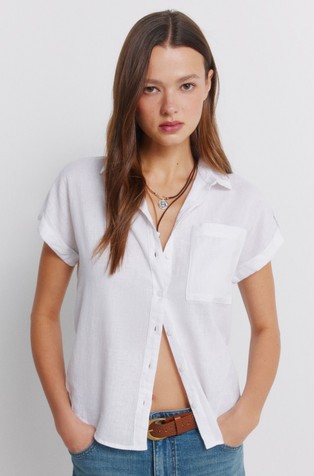 Linen blend short sleeved shirt