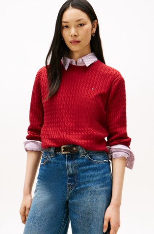 Pleten pamučni pulover s uzorkom lanca