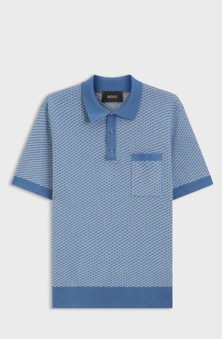 Cotton-silk knit short-sleeved polo
