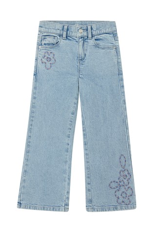 Jeans hlače s visokim strukom i vezovima