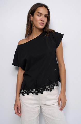 Cotton T-shirt with lace