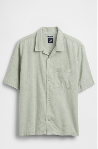 Linen-Cotton Relaxed Straight-Hem Shirt