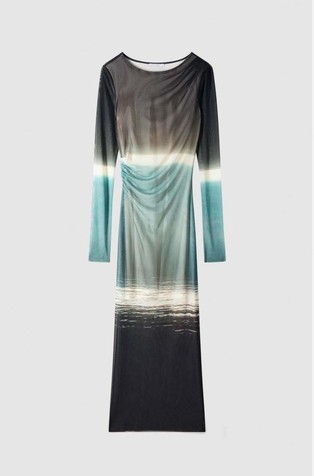 Midi haljina od tila s prelijevajućim bojama