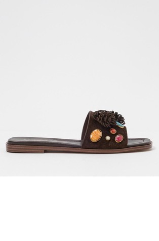 Natikače od brušene kože s ukrasnim kamenima