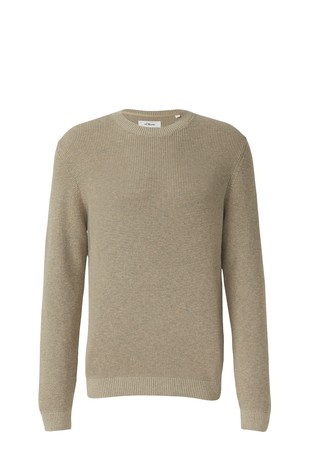 Knitted sweater with crew neck and textured pattern