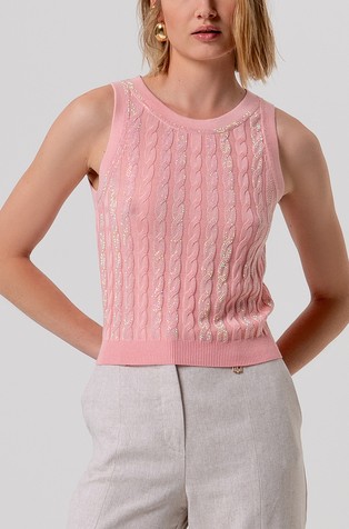 Slim fit pleten top s uzorkom lanca