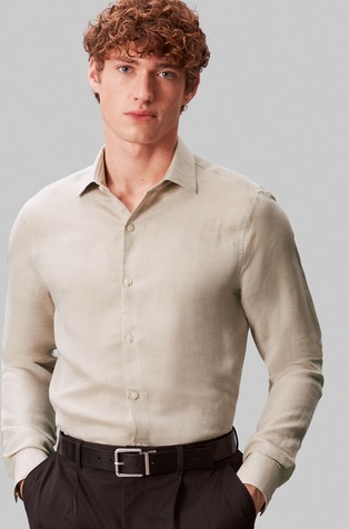 Slim fit košulja od mješavine lana