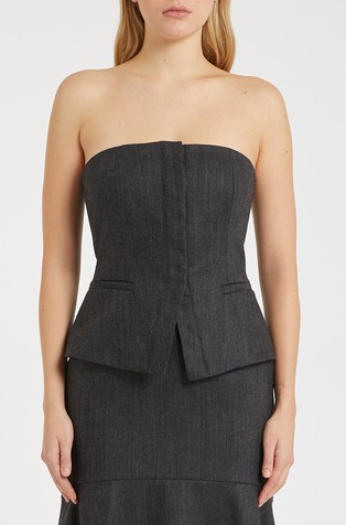Off-shoulder wool corset
