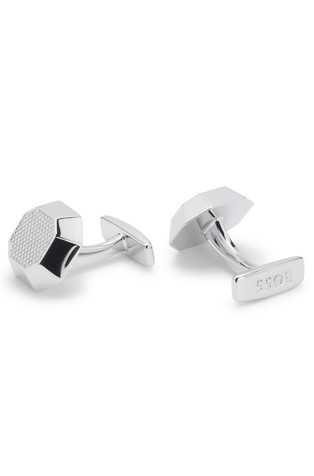 Octagonal-shaped cufflinks in brass
