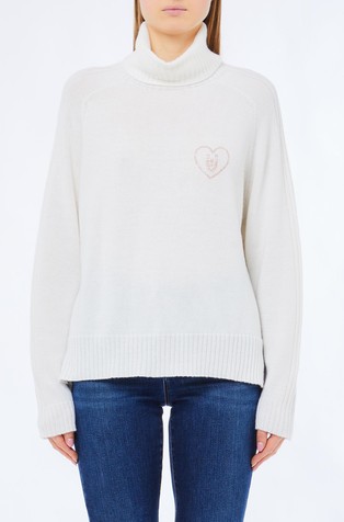 Pleten pulover s visokim ovratnikom i detaljem od ukrasnih kamenčića