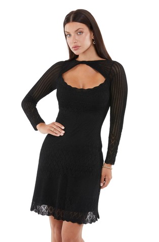 Fit and flare mini pletena haljina s uvijenim detaljem
