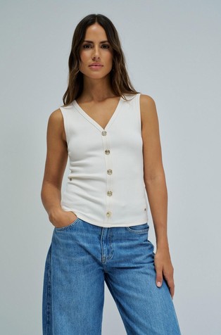 Knit top with decirative buttons