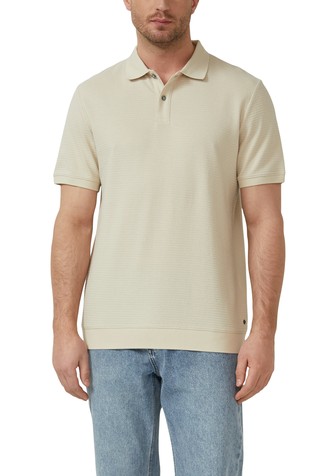 Structured cotton short-sleeved polo shirt
