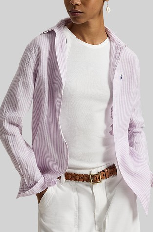 Classic fit prugasta lanena košulja