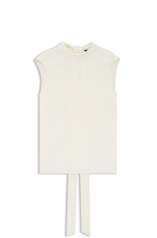 Svilena bluza bez rukava s trakom za vezanje