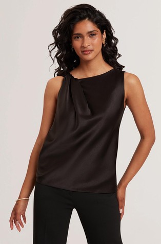 Satin Twist Neck Sleeveless Top