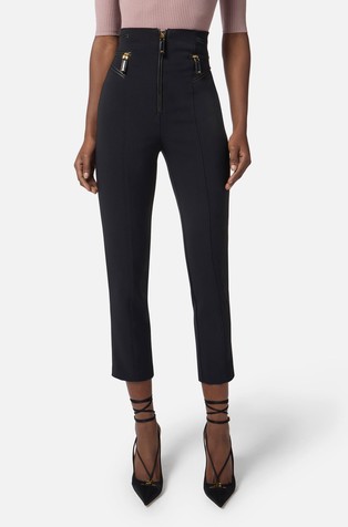 Hlače od krep tkanine s patentnim zatvaračima