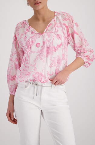 Cotton blouse with floral pattern