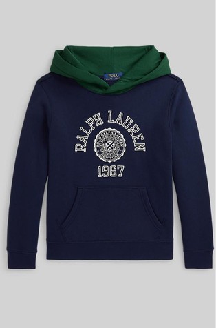 Logo pulover s kontrastnom kapuljačom i flisiranom unutrašnjošću