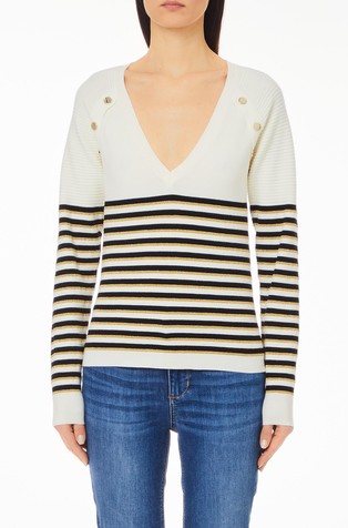 Pleten pulover od mješavine viskoze s V-izrezom