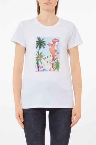 Pamučna majica s otiskom i ukrasnim kamenčićima