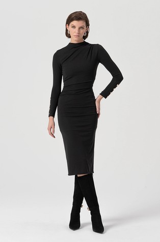 Rastezljiva haljina s ukrasnim gumbima