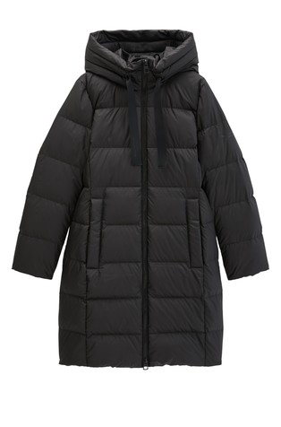 Water-Repellent Quilted Down Coat with Hood