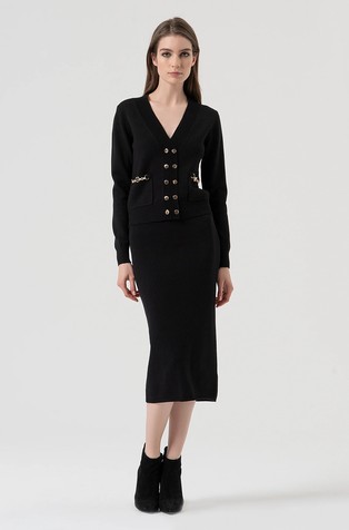 Pletena midi suknja od mješavine viskoze