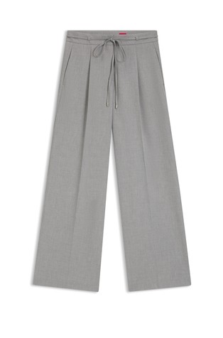 Regular-fit wide-leg trousers in melange stretch fabric