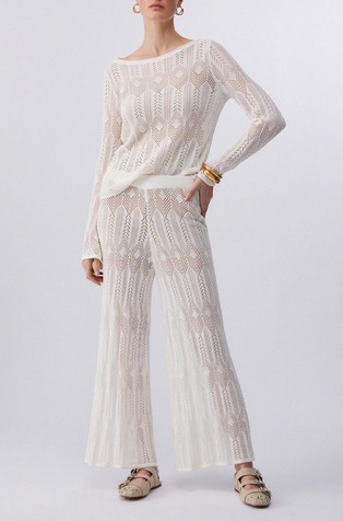 Pletene hlače s rupičastim uzorkom