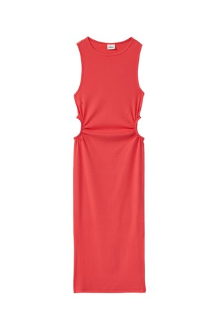 Rebrasta midi haljina s izrezima i prorezom